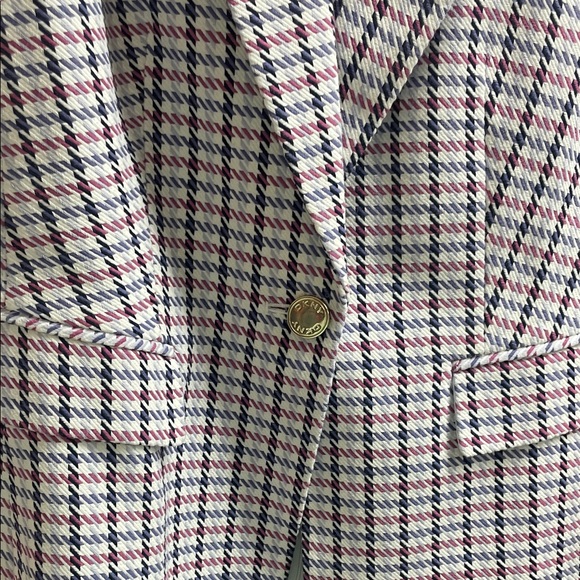 DKNY Petite 14P Tweed Blazer Jacket – Pink/Purple Plaid – 100% Cotton - Picture 3 of 7